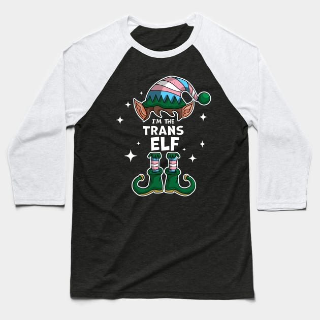 I'm The Trans Elf LGBTQ Transgender Elf Matching Christmas Baseball T-Shirt by OrangeMonkeyArt